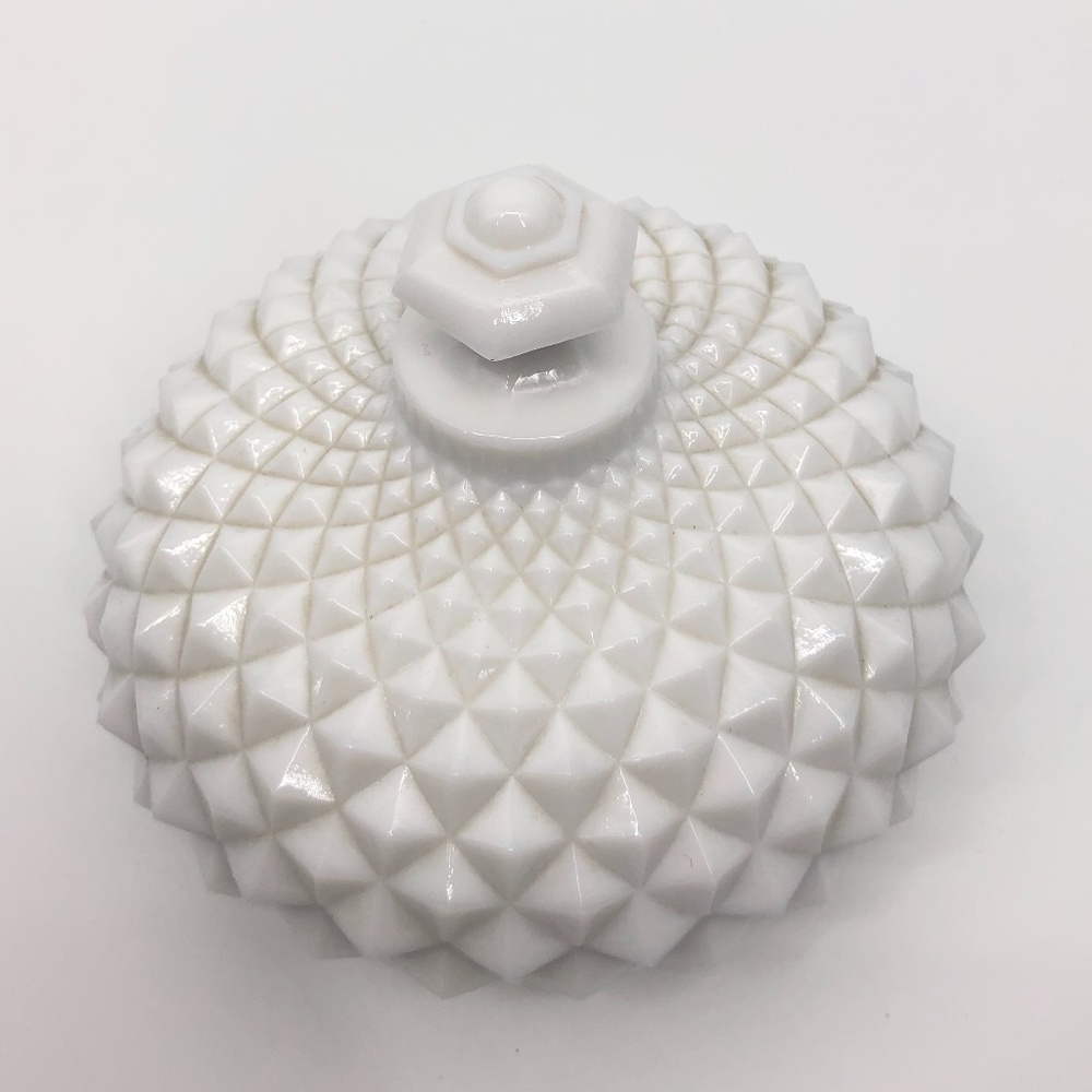 Sawtooth Milk Glass Candy Dish w/lid by Westmore